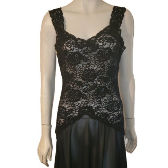 Delicates Black Lace Top Vintage Nightgown Sheer || GUC || Small - Picture 1 of 15